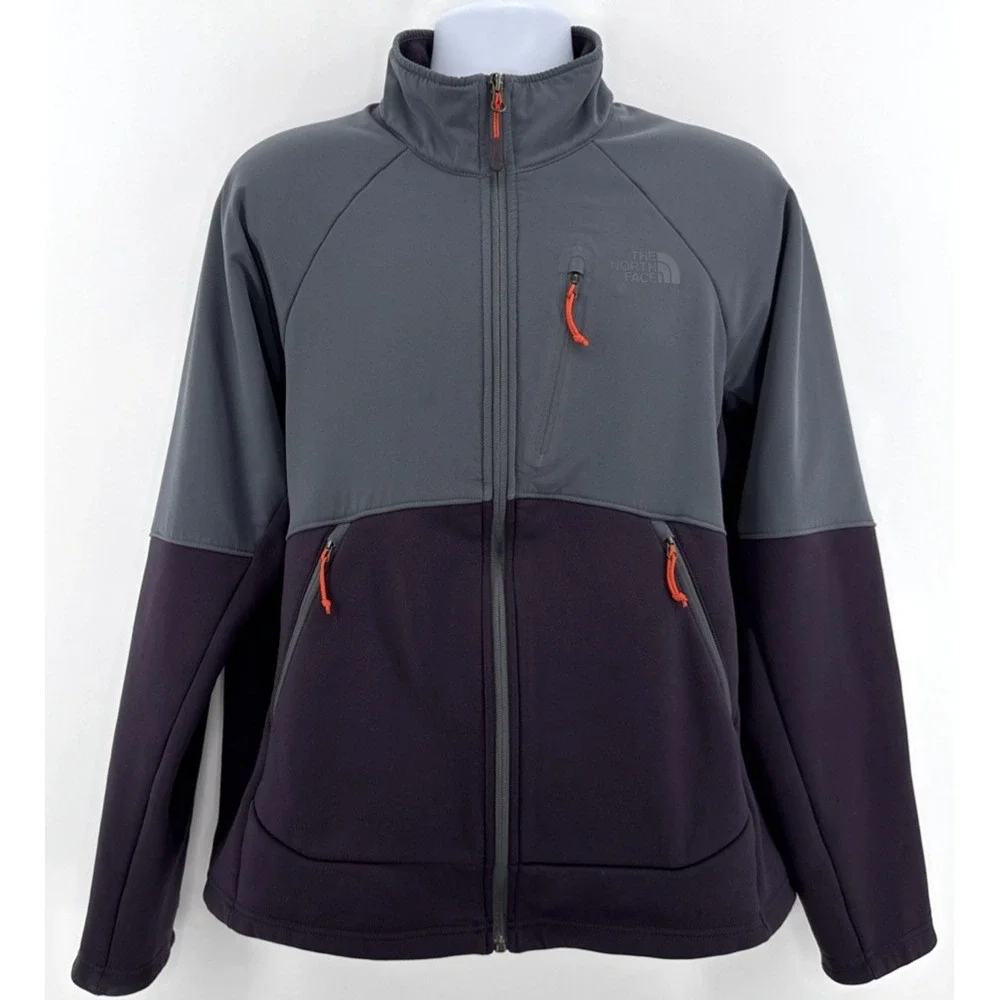 The North Face Jacket Men's Large Full Zip Gray Softshell Fleece Lined